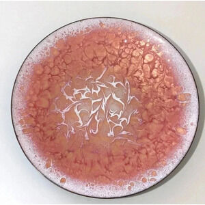 Hilly North Carolina Pink Orange White Marbled Enameled Copper Art Plate